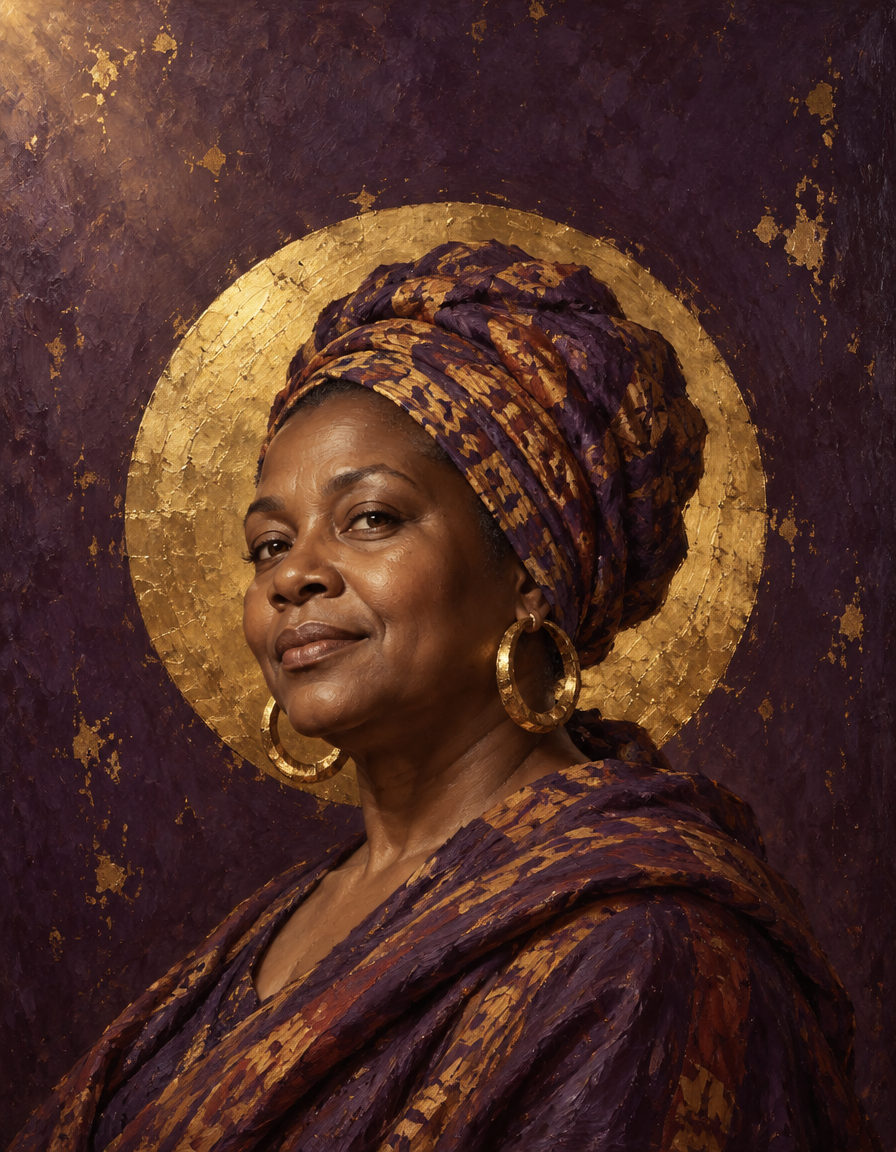 Painted tribute portrait of Maya Angelou