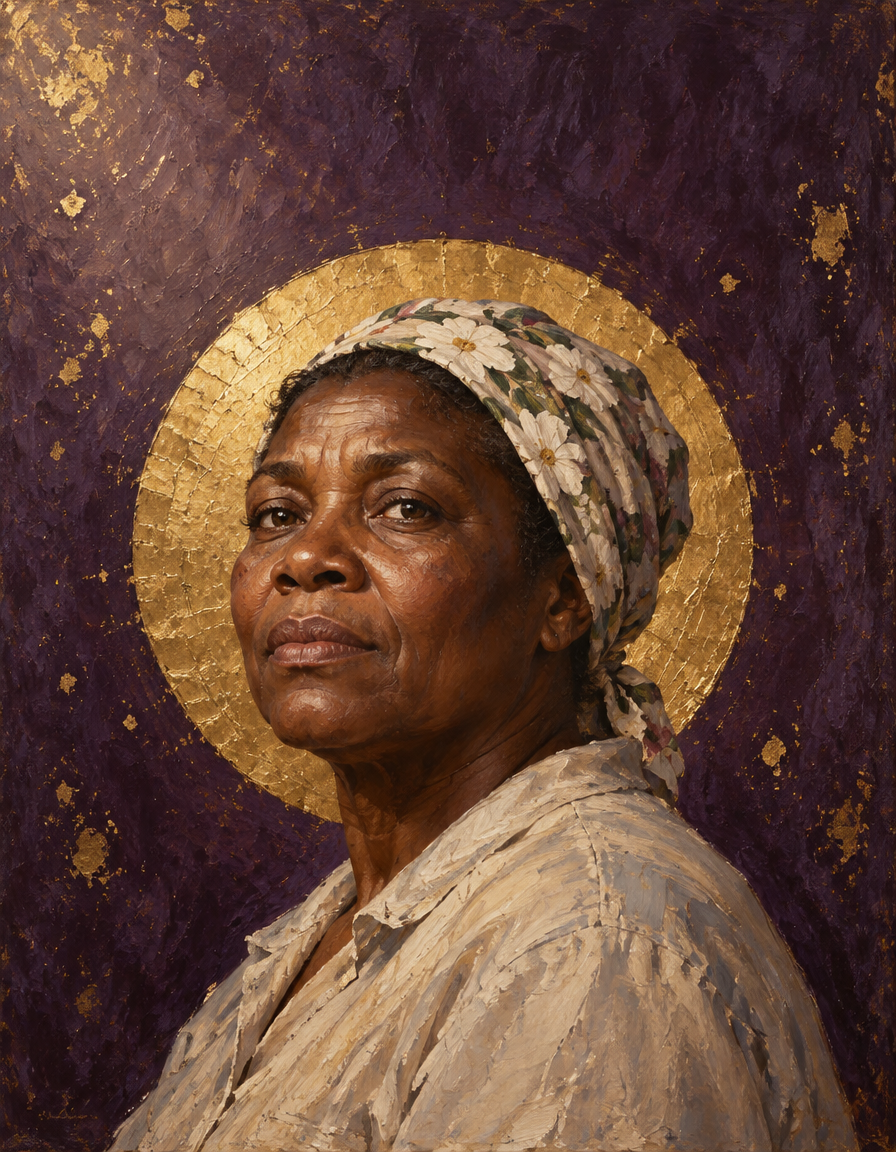 Painted tribute portrait of Fannie Lou Hamer