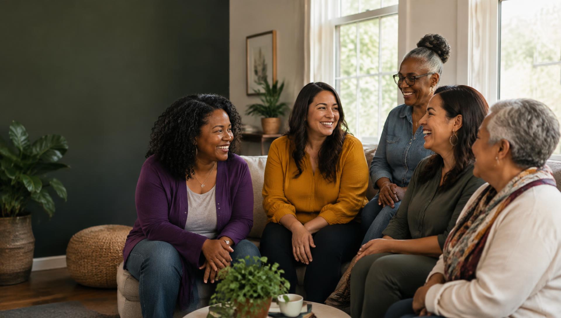 Women connecting in a supportive circle